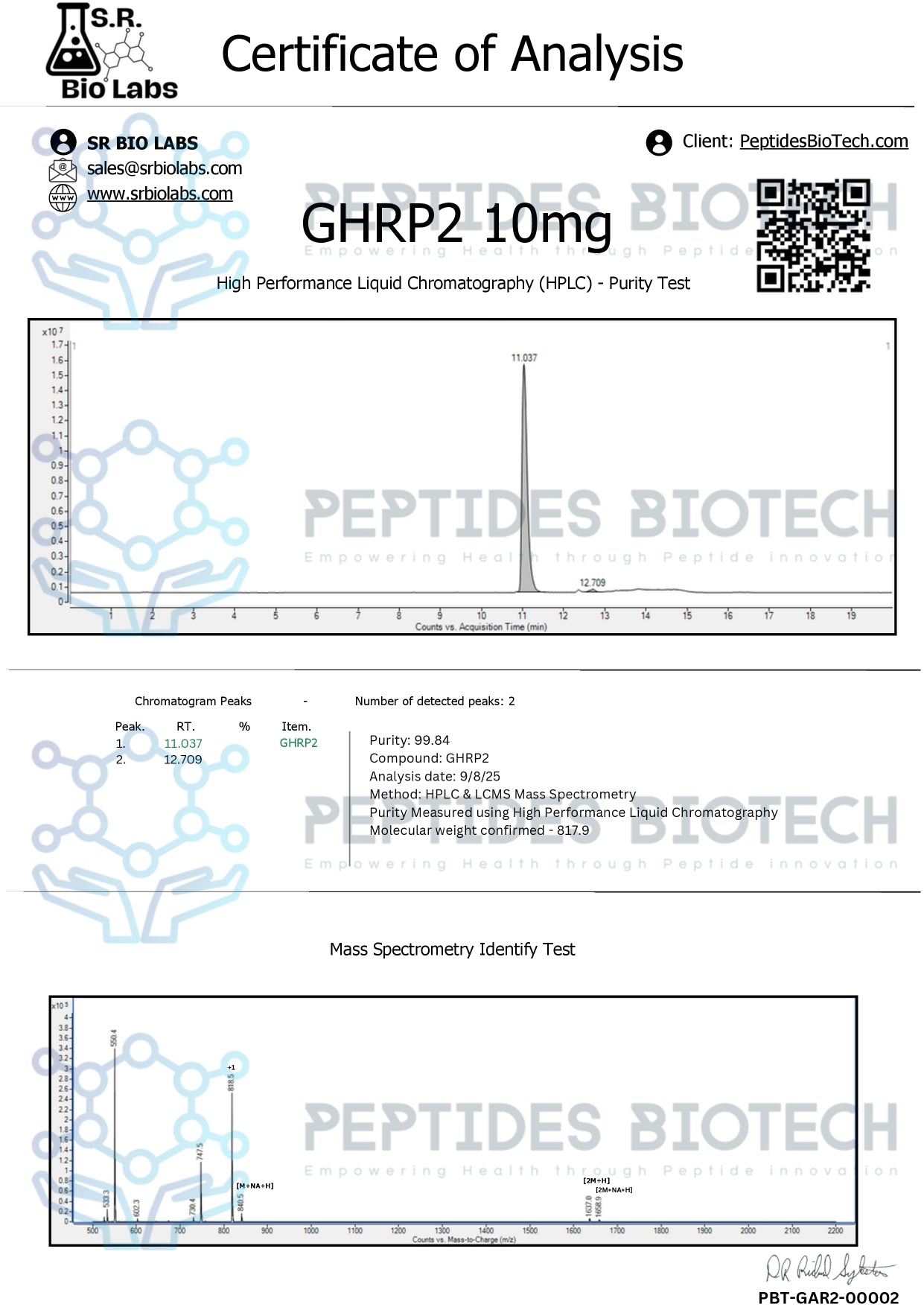GHRP-2 Acetate - 5mg / Single Vial - Peptides BioTech