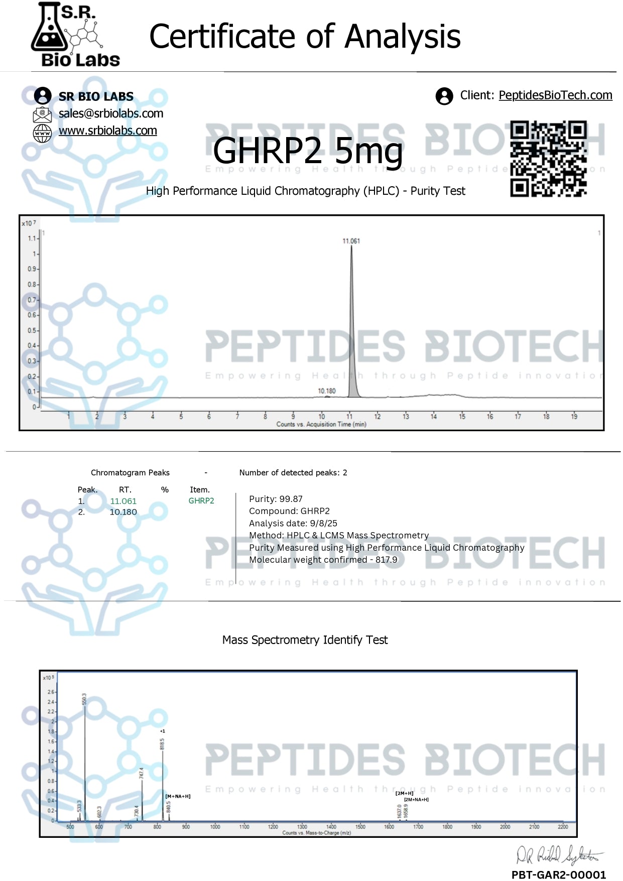 GHRP-2 Acetate - 5mg / Single Vial - Peptides BioTech