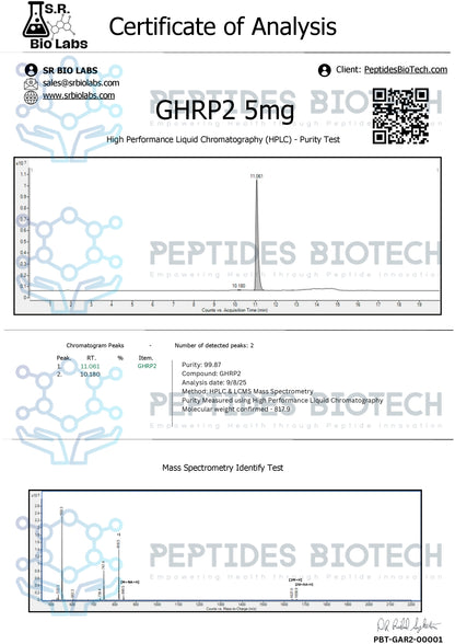 GHRP-2 Acetate - 5mg / Single Vial - Peptides BioTech